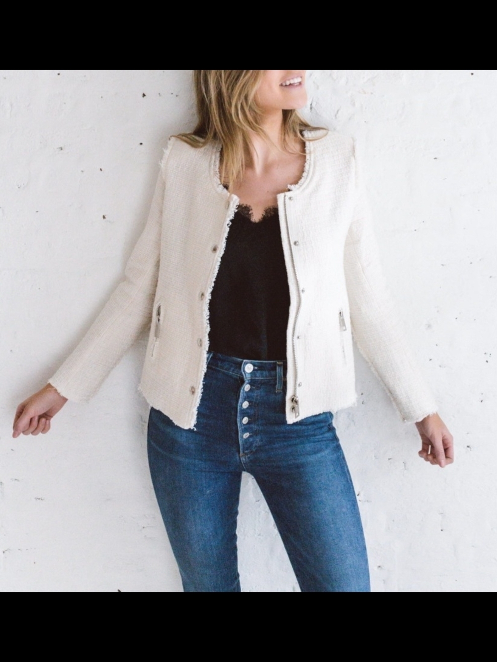 One/Third Jacket 01 Cream Blazer Sophisticated Office Wear Size S Feminine Chic